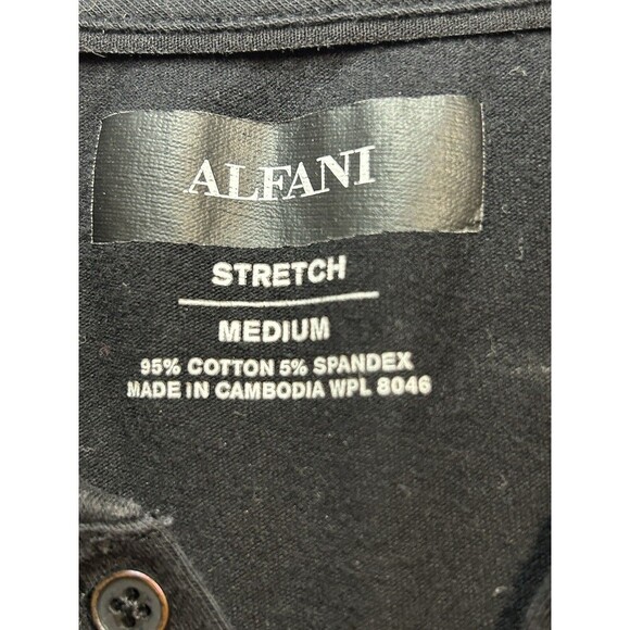 ALFANI Stretch Black Top Button Tee Men’s Medium - Picture 3 of 4